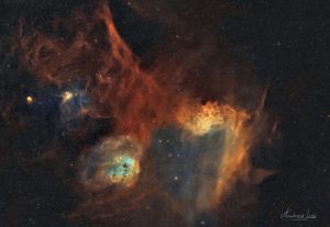 la Stella fiammeggiante nebulosa nella costellazione Auriga.