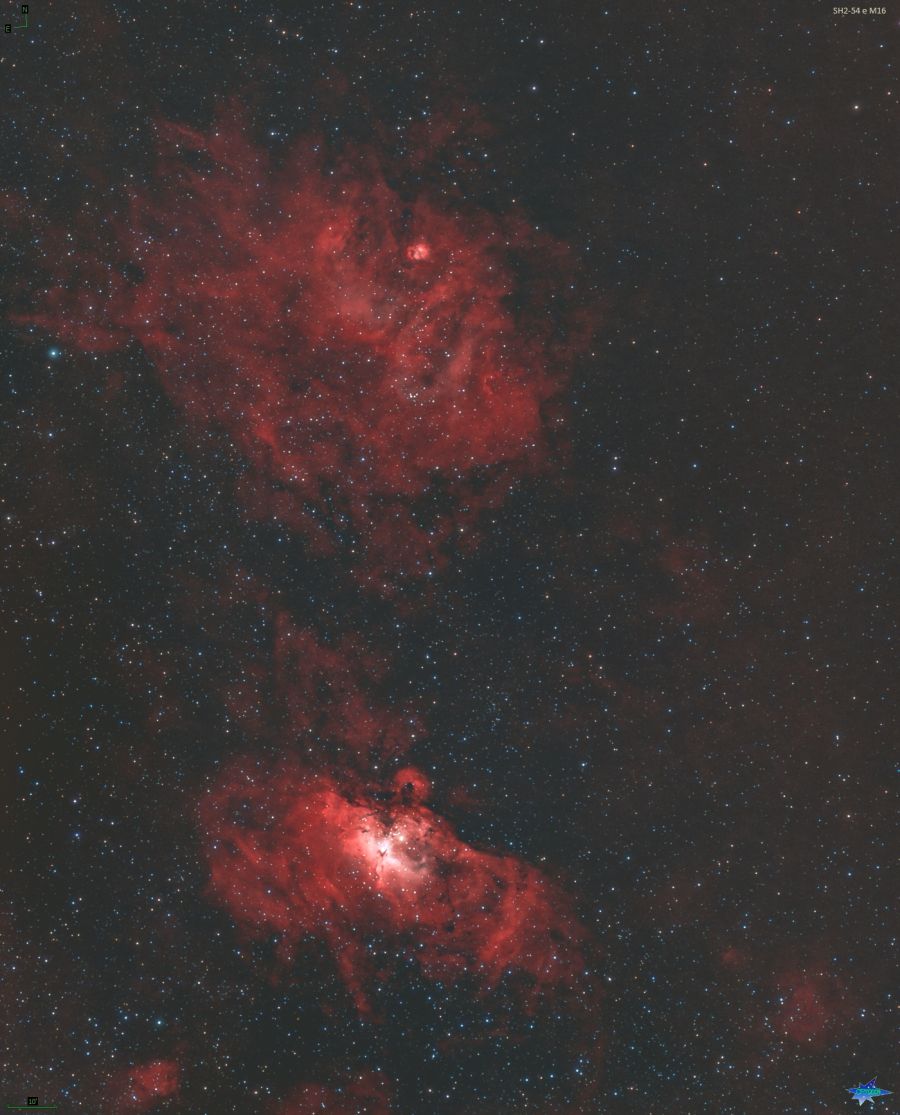 Nebulose SH2-54 e M16 nel Serpente