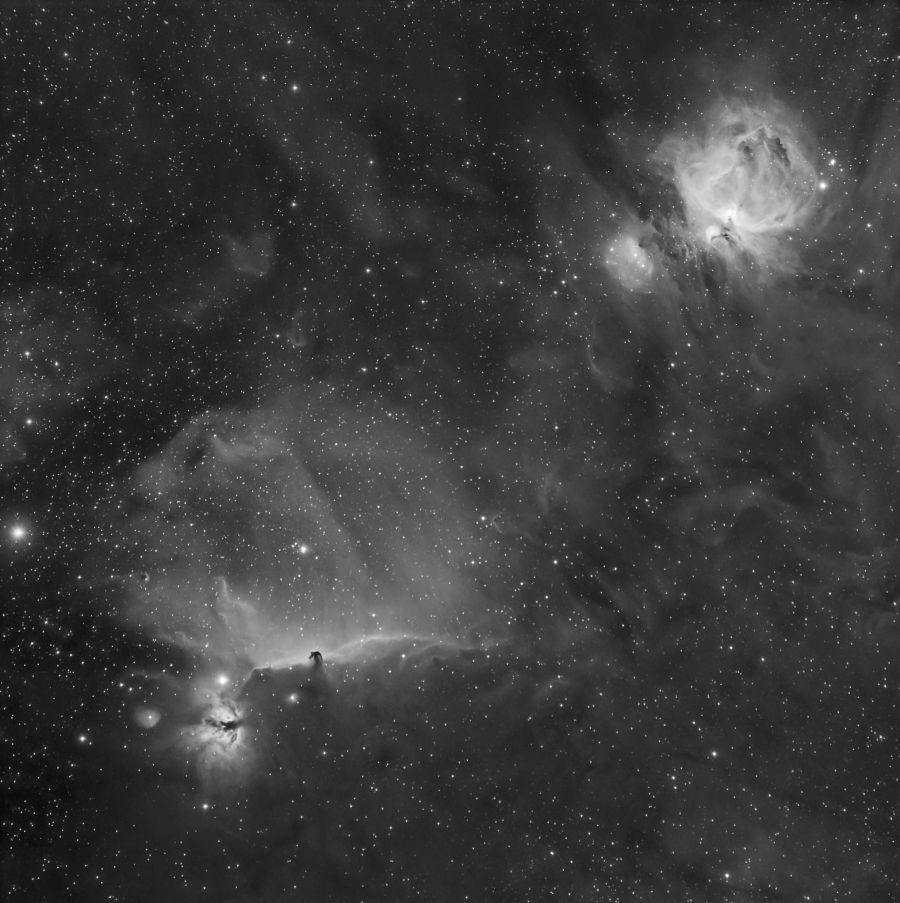 La Grande Nebulosa di Orione (M 42) e la Nebulosa Testa di Cavallo (IC 434)