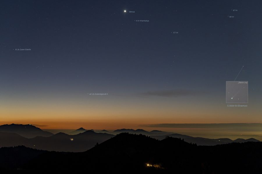 Venere con la cometa Erasmus all’alba