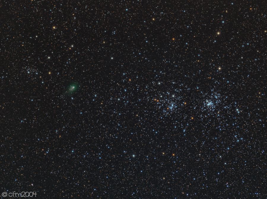 Cometa C/2017 T2 Panstarrs fra NGC957 e il Doppio Ammasso