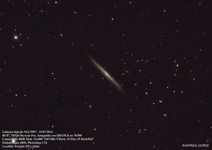 Galassia Spirale NGC5907 del 19 Luglio 2014