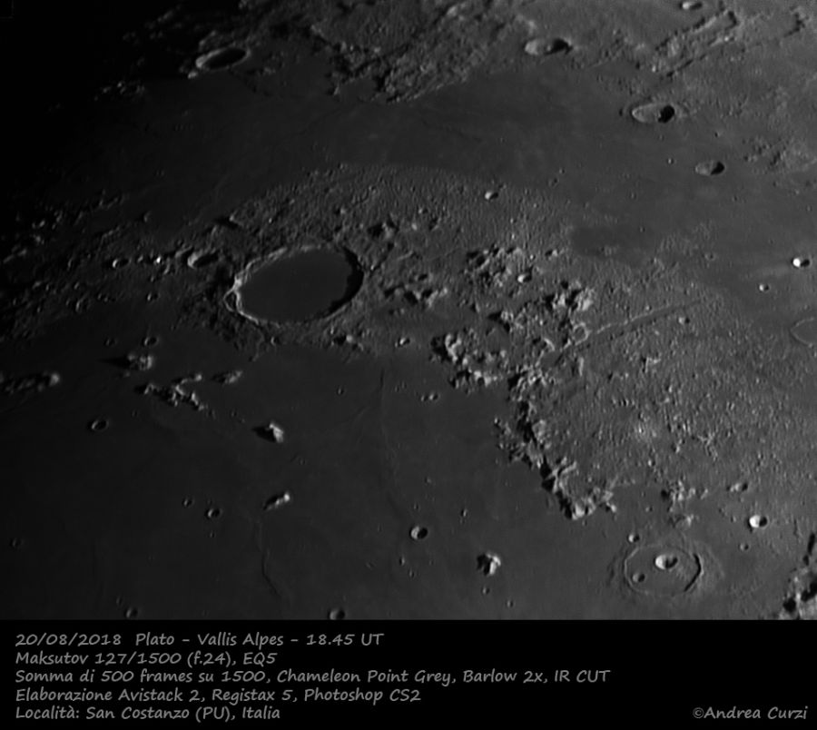 Plato e Vallis Alpes del 20 Agosto 2018