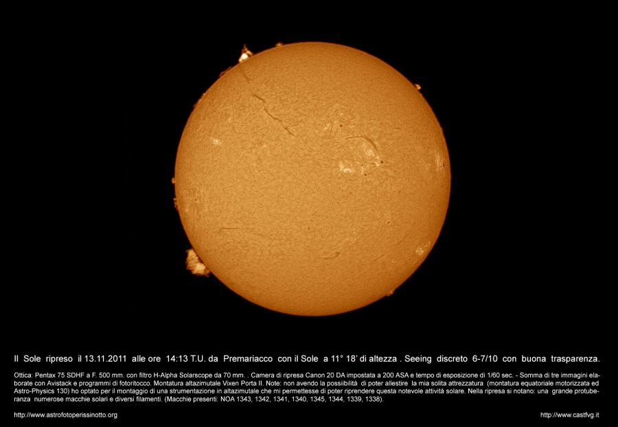 Fotosfera solare ripresa il 13.11.2011