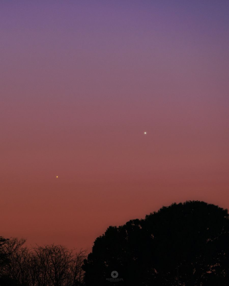 Giove e Mercurio al tramonto