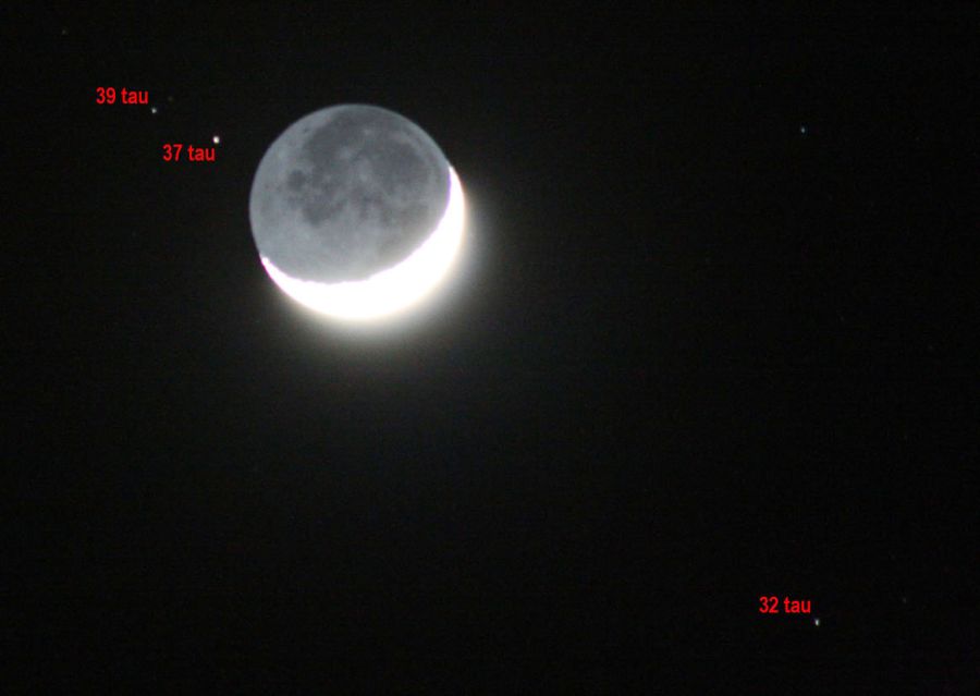 Luna cinerea prossima occultazione stella 37 Tau