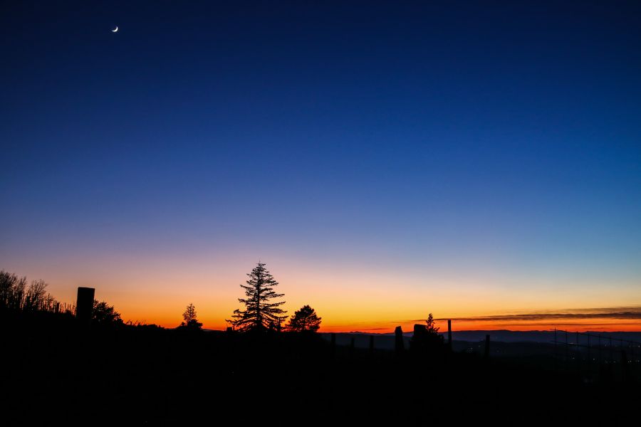 Falce di Luna con tramonto