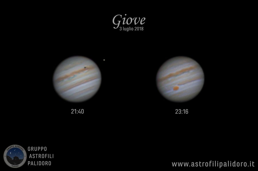 Giove in due orari diversi