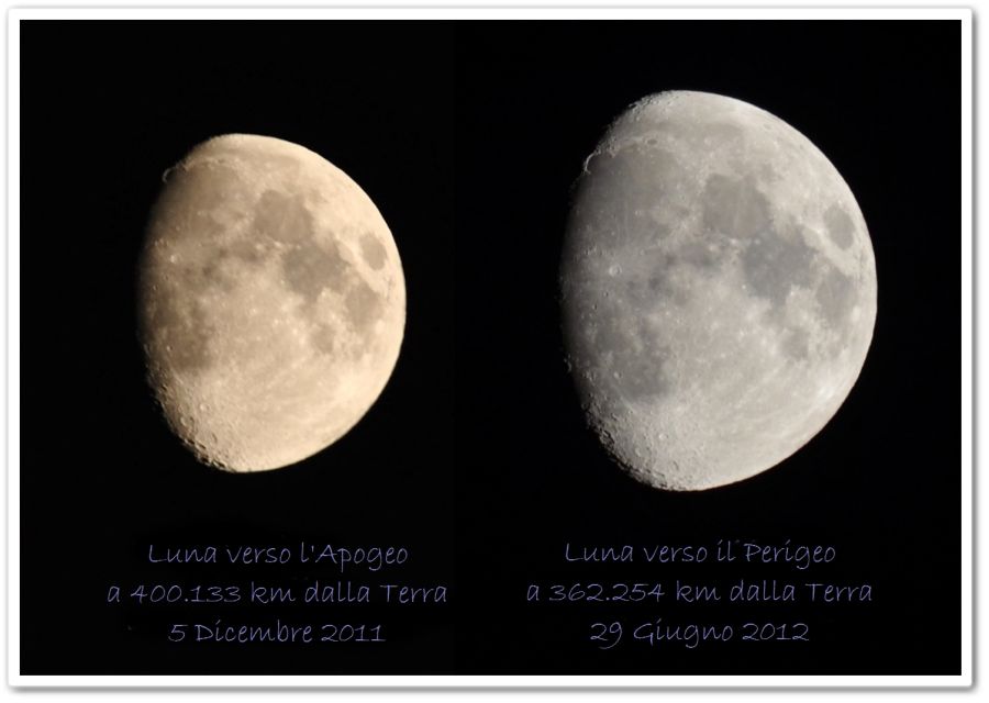 La differenza di dimensioni della Luna all’apogeo e perigeo