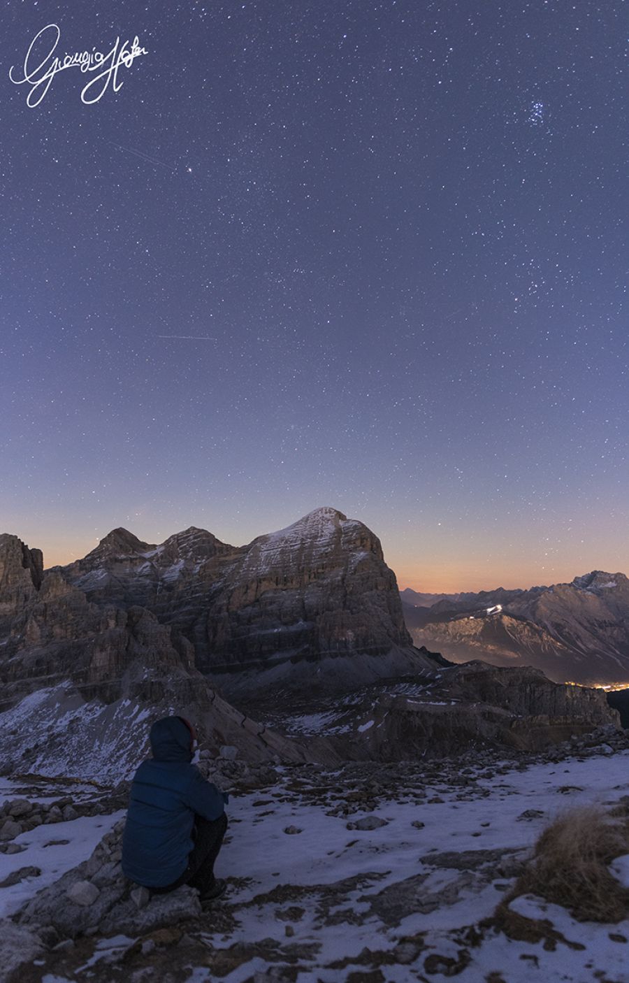 Osservando le Pleiadi dalla cima del Lagazuoi