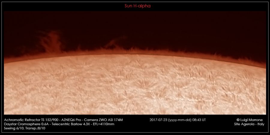 Cromosfera e Protuberanza Solare in H-alpha