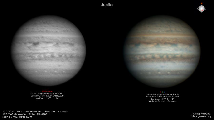 Giove in IR e RGB