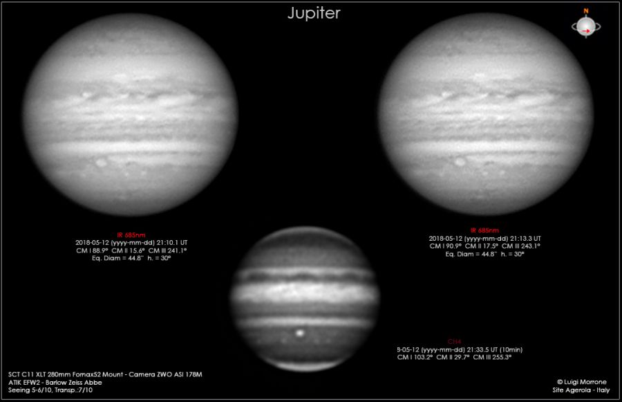 Giove in Infrarosso e nella Banda del Metano