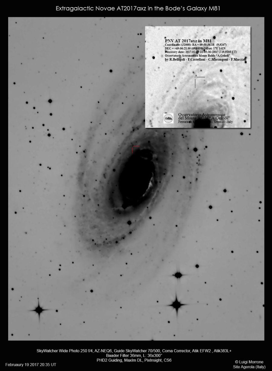 Prediscovery Nova AT2017 axz in M81