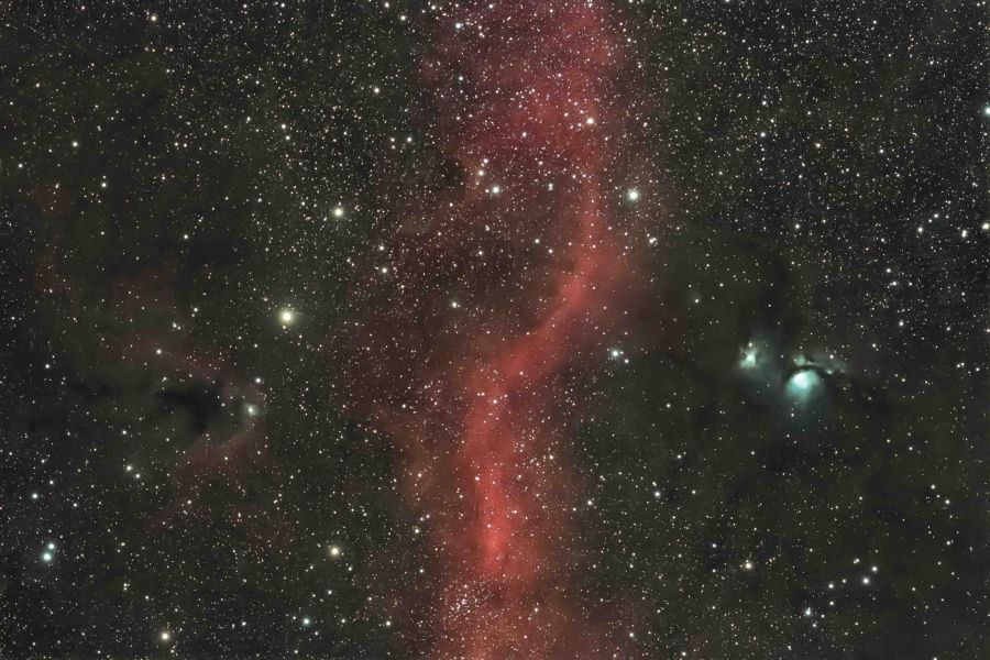 Costellazione d’Orione(nebulose+ammasso stellare aperto) da sx Boogie Man (LDN1622), anello di Barnard(Barnard’s Loop), M78 (ngc 2068) – ammasso stellare aperto(ngc 2112)