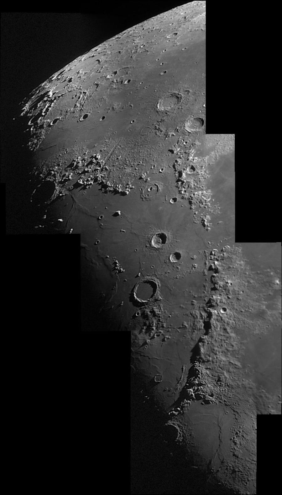 Mosaico lunare con gli Appennini e le valli Alpes