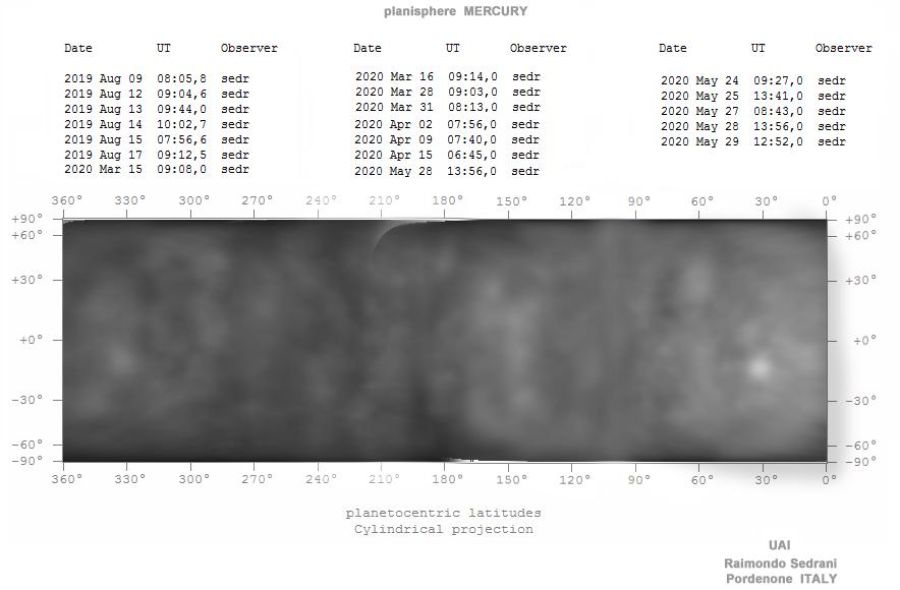 Planisfero completo di Mercurio