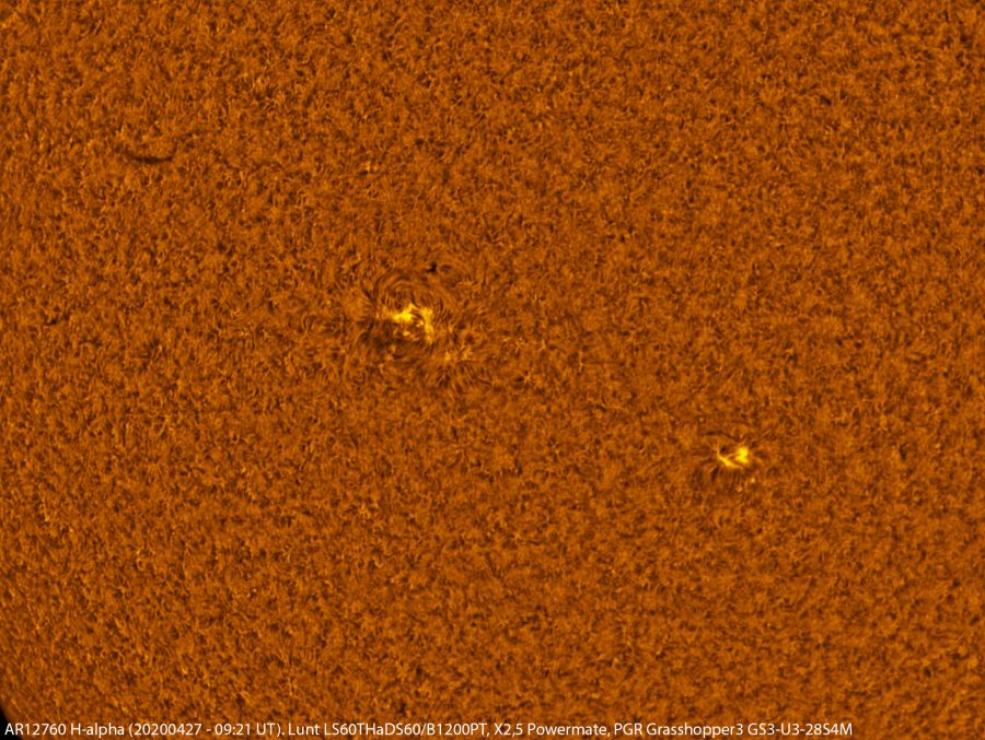 AR 12760 in H-alpha