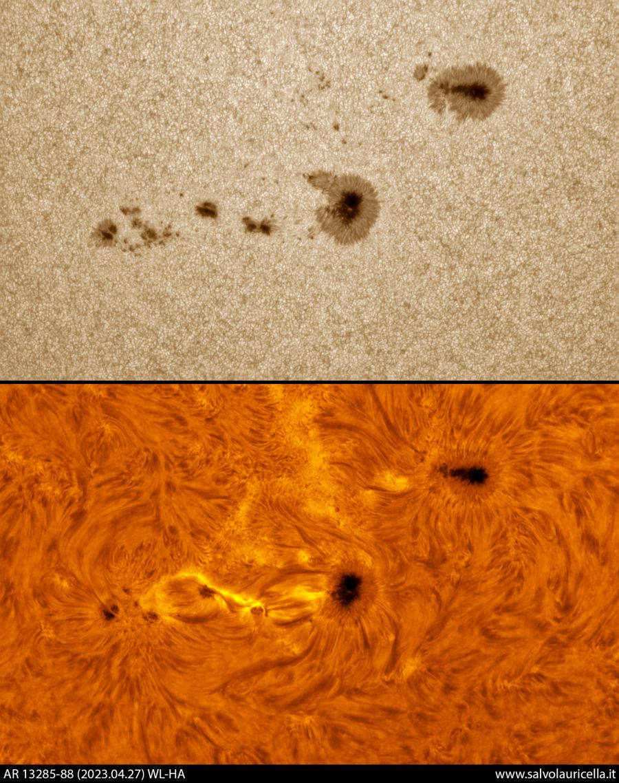 AR 13285-88 in luce bianca e H-alfa