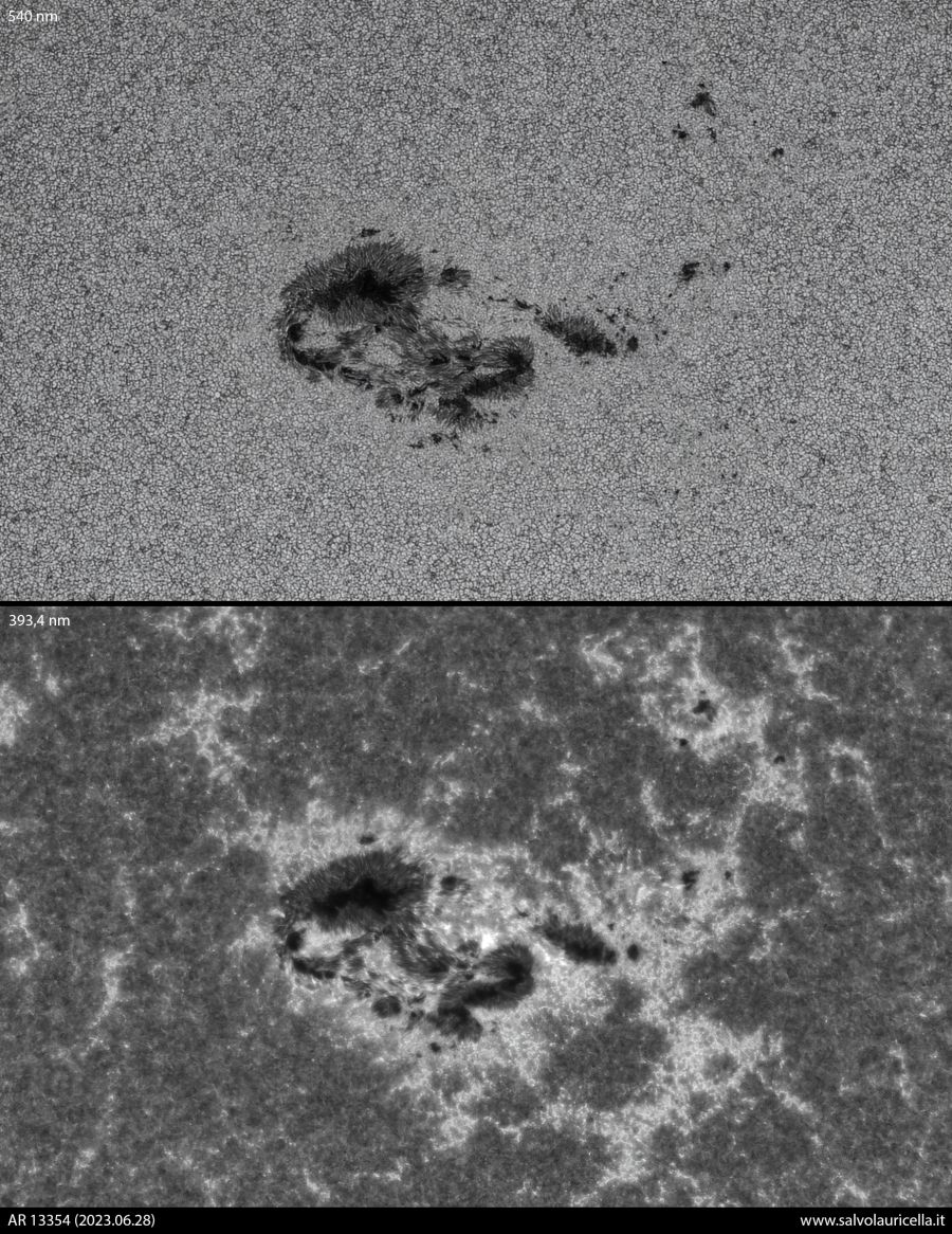 AR 13354 White Light/Ca-K comparison