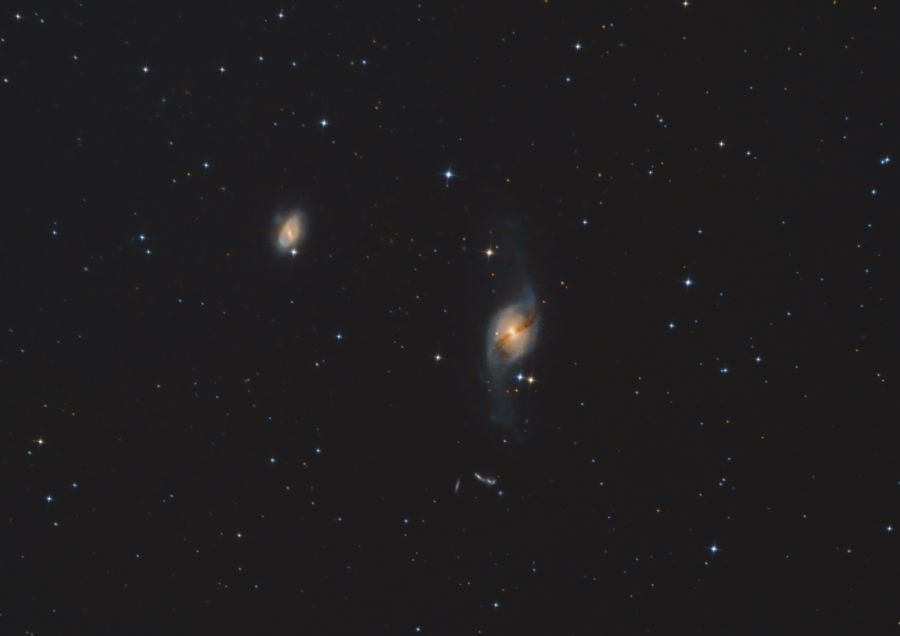 Galassie a spirale barrate NGC 3729 e NGC 3718 nell’Orsa maggiore.