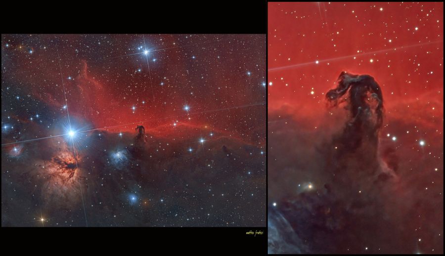 Nebulosa oscura testa di cavallo e fiamma