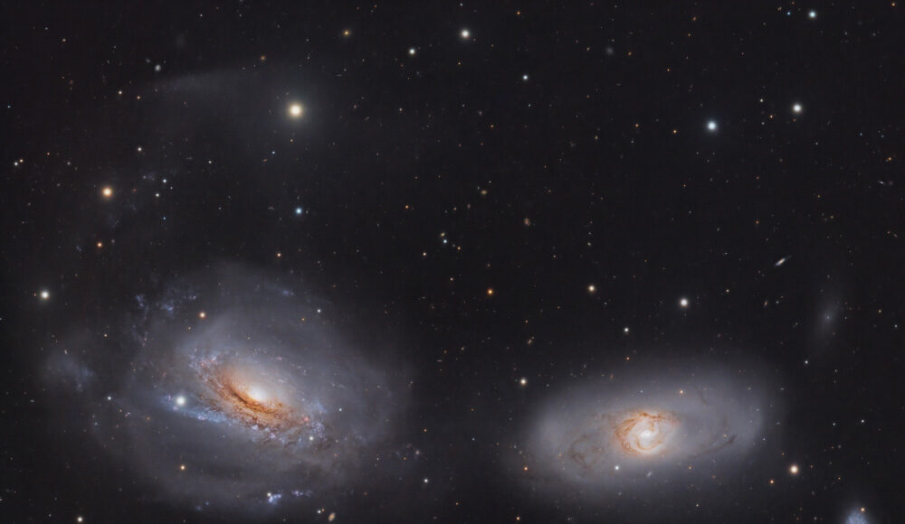 Le galassie NGC3169 & NGC3166 Immagine finale di gruppo, ottenuta sovrapponendo in modo pesato i contributi di 15 partecipanti del team