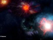 Rappresentazione artistica delle fasi che portano all’esplosione di una supernova